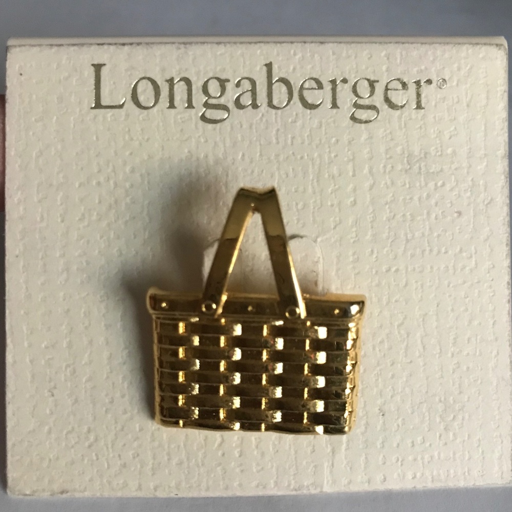 Longaberger Pin Market Gold-tone Brooch Basket NWT